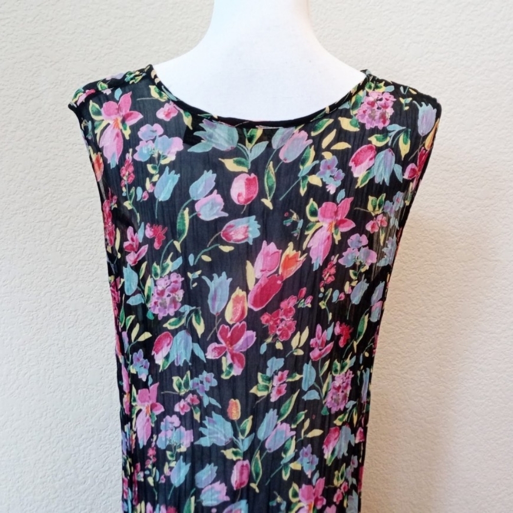 Lola P vintage Y2K floral crinkle semi-sheer maxi dress - Picture 8 of 9